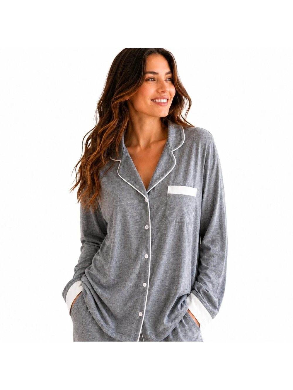 Women's Haven Well Within Dream Soft Button-Up Pajama Top – Gray – Size M – NWT